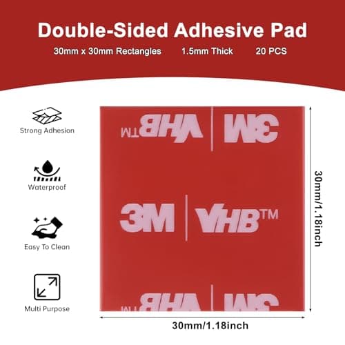 20 Pièces Double Face Extra Fort, Ruban Adhésif Double Face pour Profs et Amateurs, Intérieur & Extérieur, Adhésif Fort
