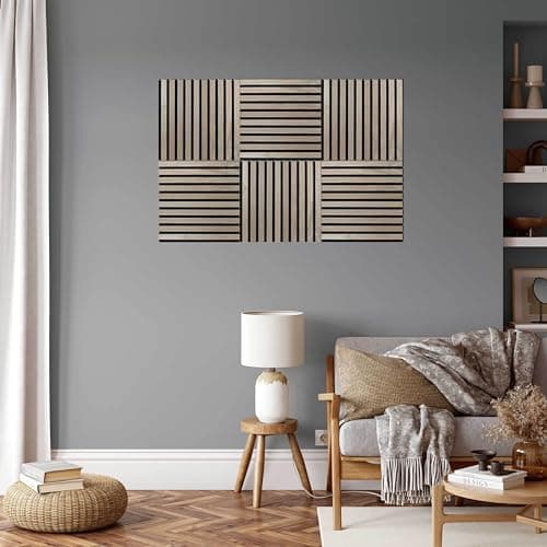 PROVISTON panneaux muraux acoustiques 3D pour salle de conférence Couleur chêne naturel Dessous en feutre 400 x 400 x 21
