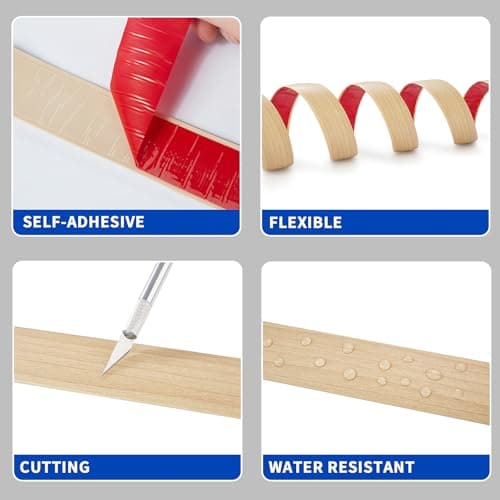 Bande de seuil auto-adhésive PVC 4cm grain de chêne beige pour sols en bois et espaces entre carreaux