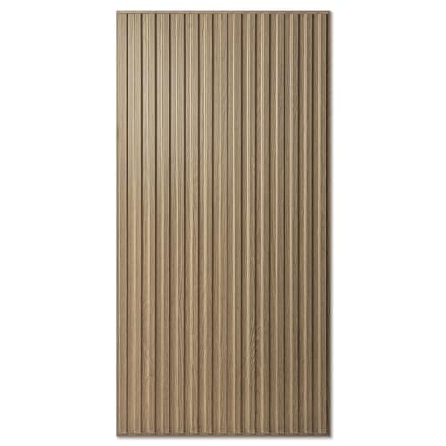 Art3d Panneau mural chêne Lot de 12 3D texturé cannelé, 50x50cm pour salon et chambre — Oblong - Noyer