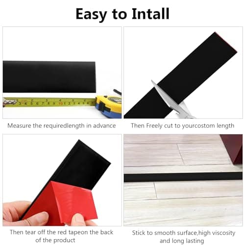 Bande de Seuil Noir 4cm x 2m | Solide & Élégant pour Couvrir les Espaces Entre les Étages | PVC_decorativeчинная