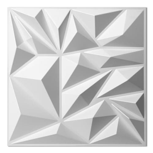 Art3d Lot de 33 panneaux muraux 3D doré pour décoration intérieure, panneaux texturés en losanges ideal pour salon et ar — Blanc
