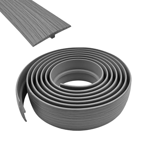 Profilé de transition autocollant en PVC Profilé de transition en forme de T pour planchers en bois et stratifié Profilé — Grain de bois gris