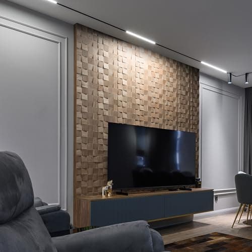 Revêtement mural 3D en chêne naturel - Design mural Dominus | Décoration murale moderne (1 m2)  
Revêtement mural 3D en