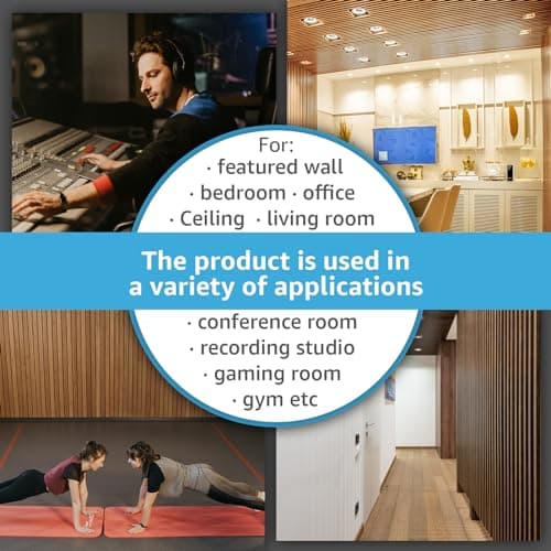 Art3d Panneaux acoustiques 3D Lot de 4 chêne 273 x 20cm mur et plafond isolation sonore