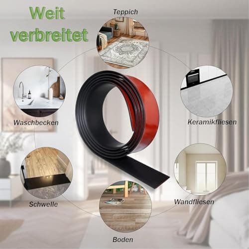 Profilé de Transition Autocollant PVC Noir, Plinthes de Transition 1,5m x 4cm, pour Sols de Pièces et Carrelages