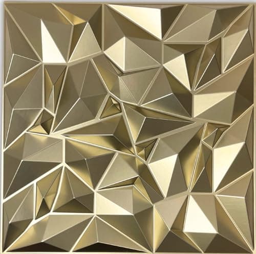 Deco 3D Mur & Plafond Salle de Jeux, Panneaux Mural & Plafond 3D 30cm x 30cm, Revêtement Mural PVC, design Salle de Jeux — (Or Champagne D101)