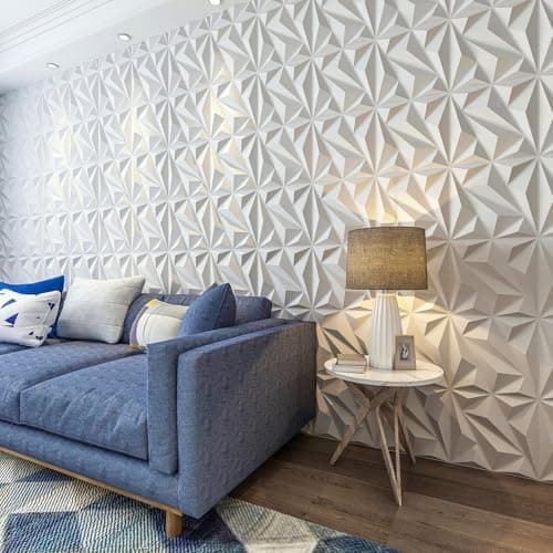 Panneaux muraux 3D Art3dwallpanels blanc, 30x30cm, 3㎡ pour décoration intérieure domicile