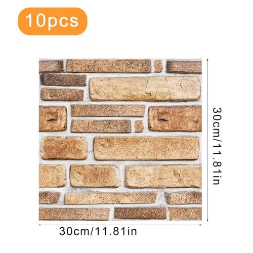 YapitHome 10 Pièces Papier Peint 3D Brique Populaires pour Cuisine et Chambre à Coucher, Decoratif et Facile à Installer
