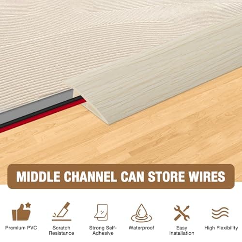 Barre de seuil en PVC Grain de bois beige 10mm×1m pour stratifié et transition de tapis