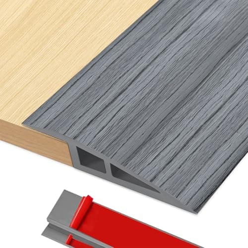 Boyifeijie Barre de Seuil Rattrapage Multiniveau Chêne Blanc 1M x 5cm Adhésif PVC Hauteur du Seuil 5mm ~ 10mm Porte Ratt — Bois Gris Foncé