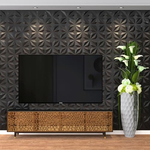 MIX3D Lot de 33 panneaux muraux 3D noir mat pour décoration intérieure - parfait pour chambre (noir mat, 30,5 x 30,5 cm)