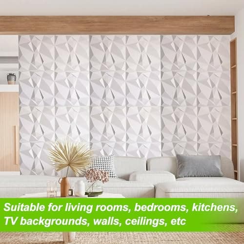 12 Panneaux Mural Decoratif 3D Blanc Mat, Idéal pour le Décor de Studio à la Maison, Bureau Élégant et Fonctionnel 30 x