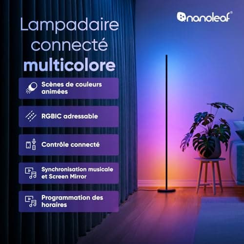 Nanoleaf Lampadaire LED RGB 1700lm | Salon | Compatible avec Alexa et Matter | Synchronisation Musicale | 16 Millions Co