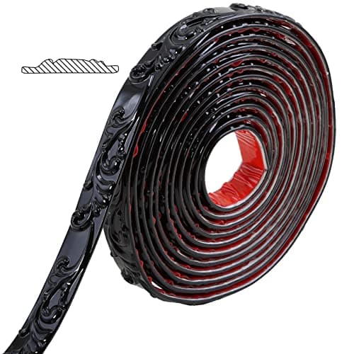 Garnitures muralesflexibles auto-adhésives pour décoration d'intérieur, moulures de couronne à décoller et à coller, bor — noir