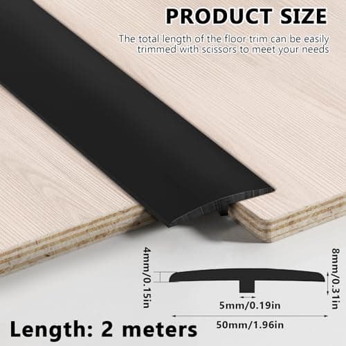 PVC Profilé en T Barre de Seuil Autocollant 5cm x 200cm pour Transition de Sol et Porte Fenêtres Sécurité Élégant