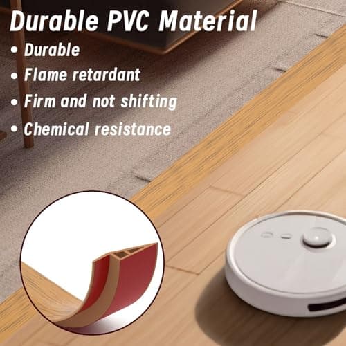 LIHIQIYA Barre de seuil adhésive PVC, grain de bois jaune, 7mm à 10mm, 1M