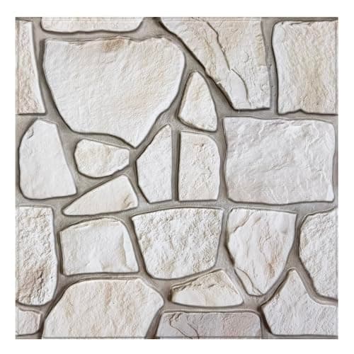 Panneaux Muraux 3D Effet Pierre Brique Autocollant Salon Cuisine Chambre, 10 Pièces 30 x 30 cm PVC Imperméable — ‎sierra Sand Limestone