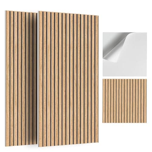 JBER Lot de 6 Panneaux Acoustiques Mural Chêne Rustique, Auto-Adhésifs pour Bureaux et Maison, Haute Performance Acousti