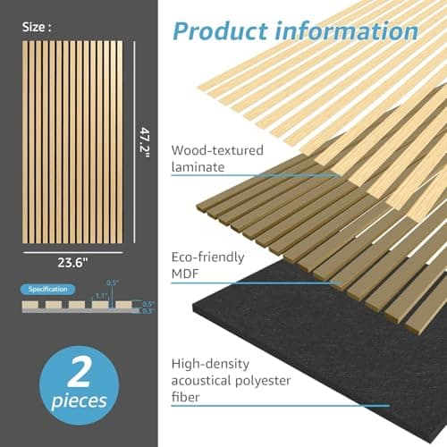 Art3d Lot de 4 panneaux acoustiques 3D en chêne absorbant le bruit 2,88㎡ pour mur et plafond - Chêne noir