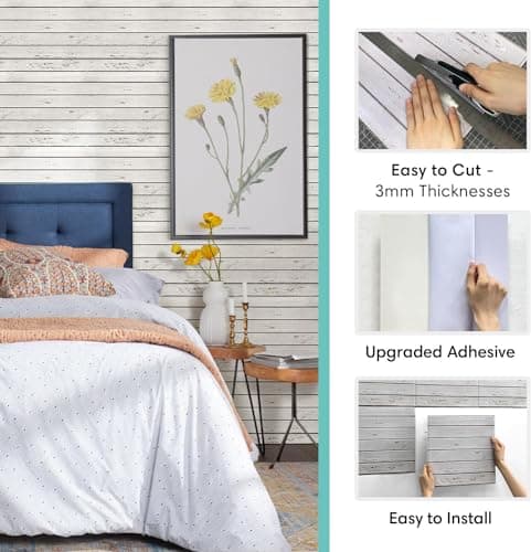 Décoration Intérieure Commomy 10 Pièces Panneaux Muraux 3D Bois, Parement Bois mural Salon et Chambre à Coucher, Revêtem