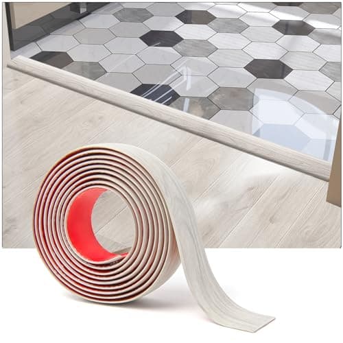 Art3d Bande de transition de moquette auto-adhésive en vinyle, pour séparer les espaces, Blanc délavé 304x4cm, applicabl