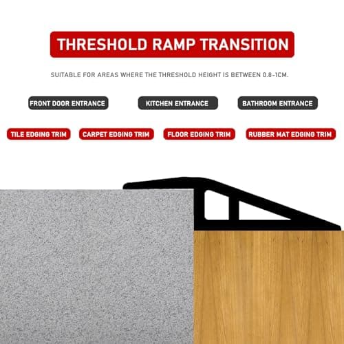 Rampes de seuil en PVC pour sol stratifié et moquette - Convient aux escaliers - Facilité d'-installation autocollante -