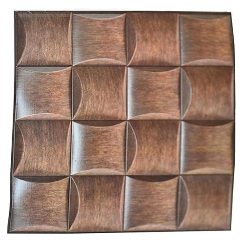 SZDianHai Lot de 10 autocollants muraux 3D bois - Décoration murale salon chambre - Peints à l'eau imperméables (30 x 30 — Brun