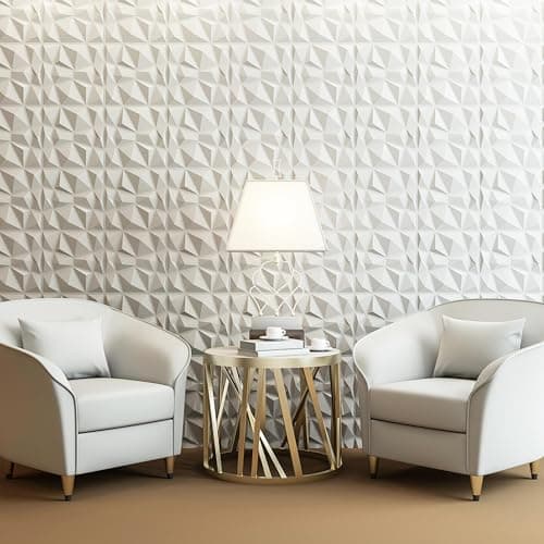 Art3d Lot de 33 panneaux muraux décoratifs 3D en forme de diamant blanc mat, pour décoration intérieure, design moderne
