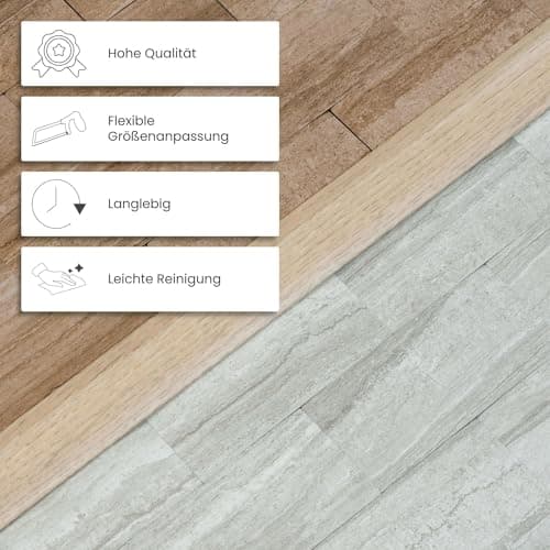 Dalsys Profilé de transition autocollant - Compensateur en aluminium 90cm x 40mm pour carrelage, stratifié et parquet |