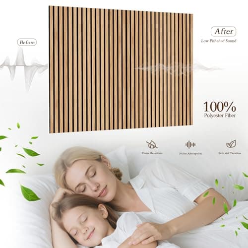 JBER Lot de 6 Panneaux Acoustiques Mural Chêne Rustique, Auto-Adhésifs pour Bureaux et Maison, Haute Performance Acousti