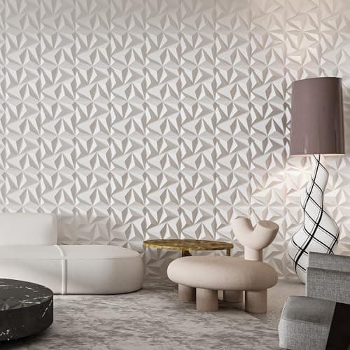 Art3d Lot de 20 panneaux muraux décoratifs 3D en PVC Blanc | Décoration Murale Intérieure pour Salon | Éléments 30 x 30