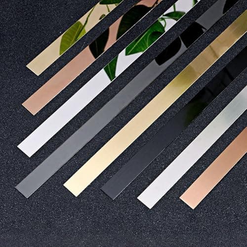 Moulure murale autocollante en acier inoxydable brossé Noir 60 mm x 6 m — Doré Miroir