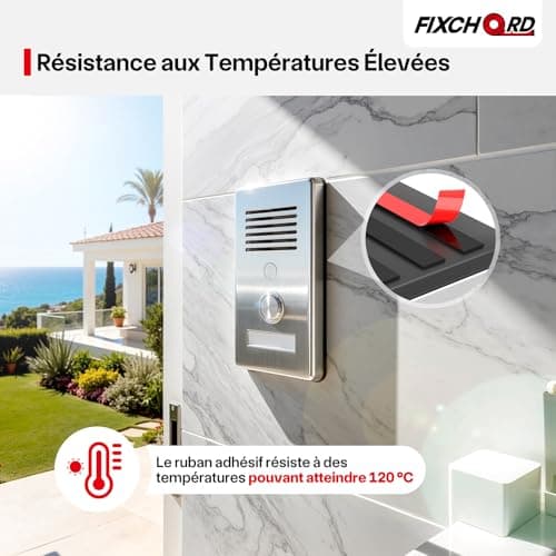 FIXCHORD Ruban Adhésifs Double Face Extra Fort, Imperméable et Ultra Résistant aux Hautes Températures, pour Bureaux et