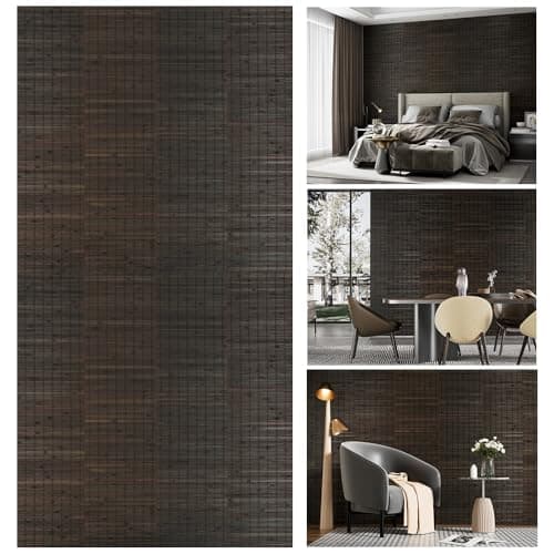 SINGULARWOOD Lot de 4 panneaux muraux en bambou pour décoration d'intérieur et traitement de plafond, revêtement mural W — Ébène
