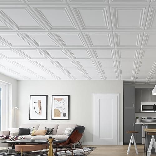 Art3d Dalles de Plafond en PVC 4,5 m² - Léger et Installer facile 61 x 61 cm