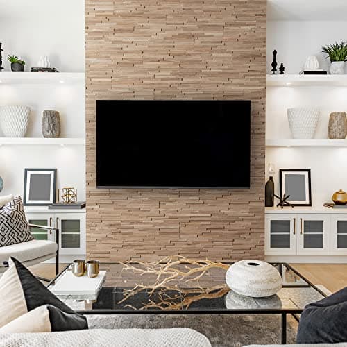Panneau mural en bois aspect 3D chêne naturel +core_keyword+ Panneau mural en bois naturel pour salon Modèle ACE (1 m2)
