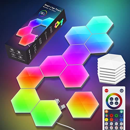 Panneau LED Hexagone Murale Lampe 12pcs Smart Music Sync Deco Modulaires RGB App & Télécommande Contrôle Salles Gaming B — 6pcs (B)