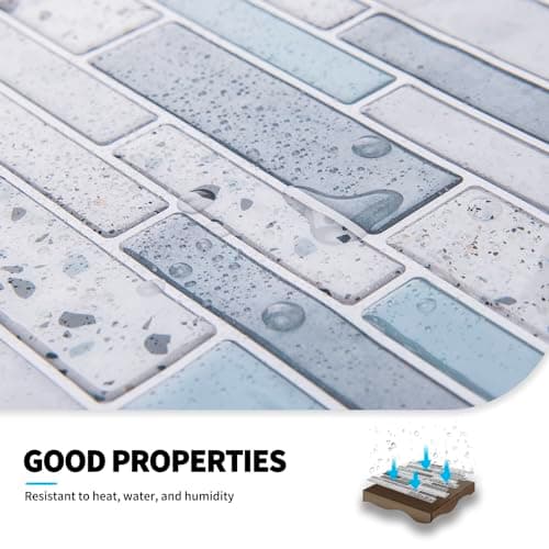 Art3d 10 Feuilles Carrelage Adhesif Mural Auto-Adhésif, Pour Cuisine et Bath, Imperméable et Facile à Installer, 30 x 30
