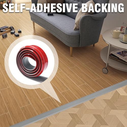 Profilé de transition autocollant Gris - Rampe de seuil PVC - Parquet et seuils - Pour différente hauteur 2-5mm - Gris 1