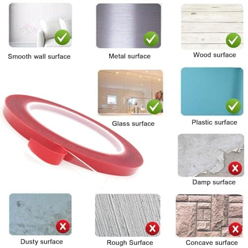 Q.Laomi Ruban Adhésif Double Face Extra Fort, Maison et Bureautique, Fixant LED et DIY, Amovible et Imperméable, 10M x 1