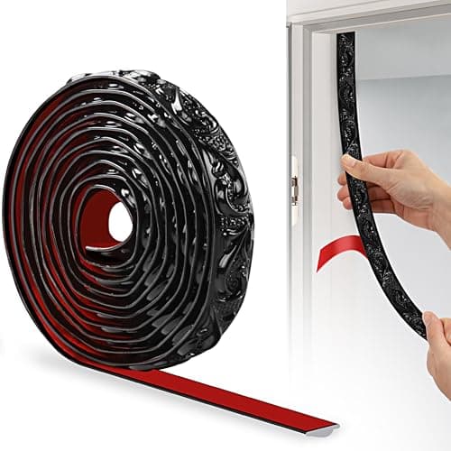 JUNART Bande Décorative en PVC Argent, Adhesive pour Frise Murale, Convient aux Linteaux et Plinthes, Fonction Décoratio — Noir-300cm×2cm