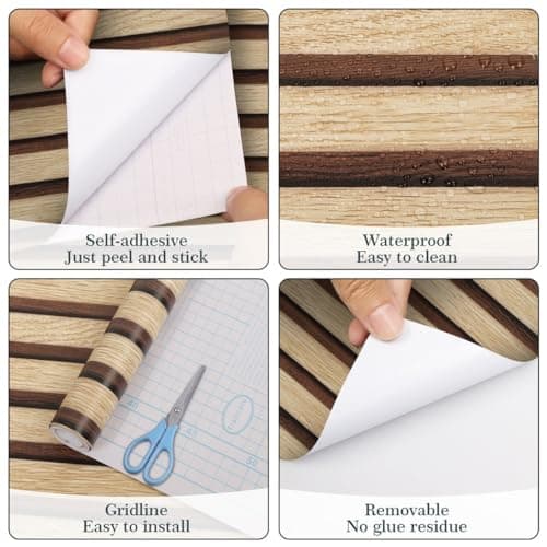 Papier peint moderne Arthome bois 44cmx3m autocollant salon accueil amovible