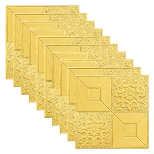 Panneaux muraux 3D en mousse blanc pour décoration maison salon chambre cuisine — jaune