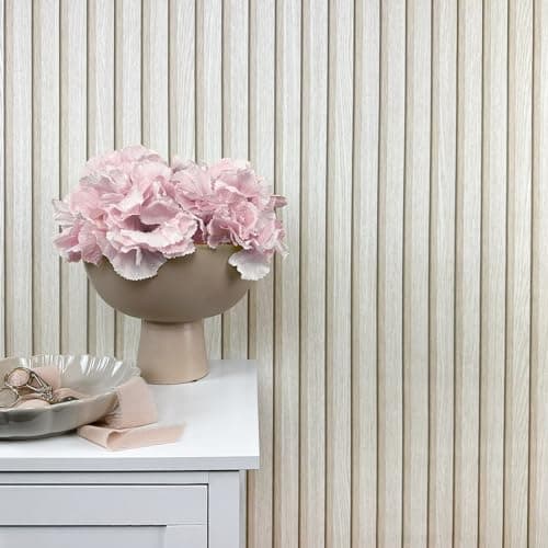 Papier peint bois marron modernes, acoustiques 3D, panneaux en bois scandinaves, naturels, fabriqués en Allemagne, 10,05 — Chêne Beige