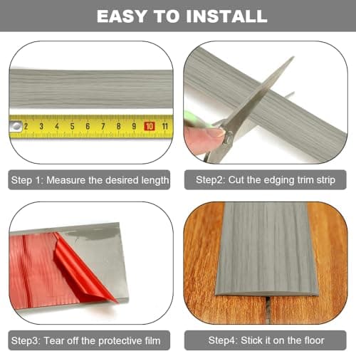 DIKEBAO Profilé de Transition Sol Grey 200×5cm Auto-Adhésif pour Carrelage et Décorationsfächer