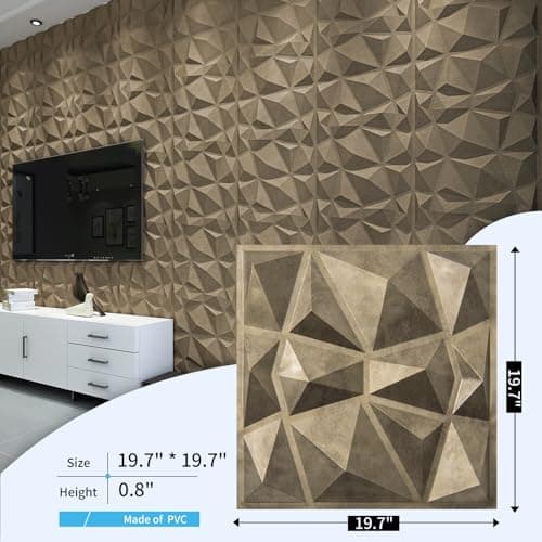Art3d - Panneaux muraux 3D en PVC doré antique | Habitat intérieur | Salles de bain & chambres | Élégance & Facilité d'i