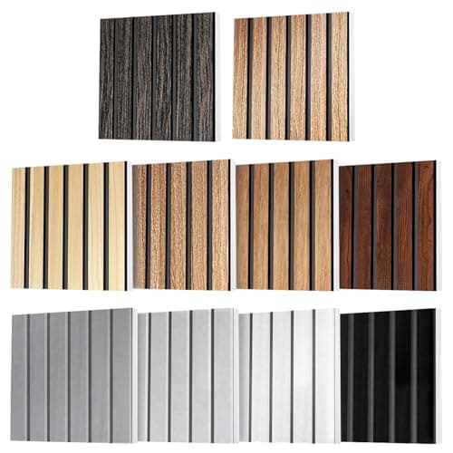 JBER Lot de 6 Panneaux Acoustiques Mural Chêne Rustique, Auto-Adhésifs pour Bureaux et Maison, Haute Performance Acousti — Marron