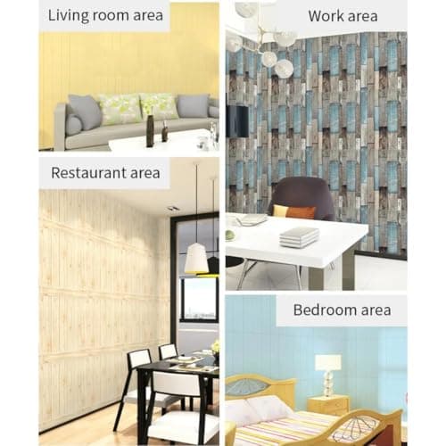 Ayuduots Lot de 10 Autocollants muraux carrés en Grain de Bois - Décoration de Maison Élégante et Résistante|Panneaux mu