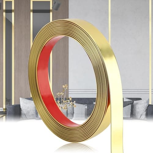 Moulure Murale Adhesive Noir 2cm x 12m pour Décoration de Meuble et Mur — 2cmx12m, Goldfarbe